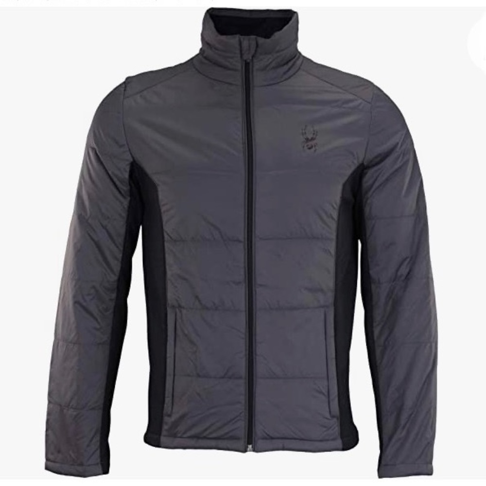 NWT Spyder Men's Power Stretch Quilted Full Zip Gray Puffer Jacket